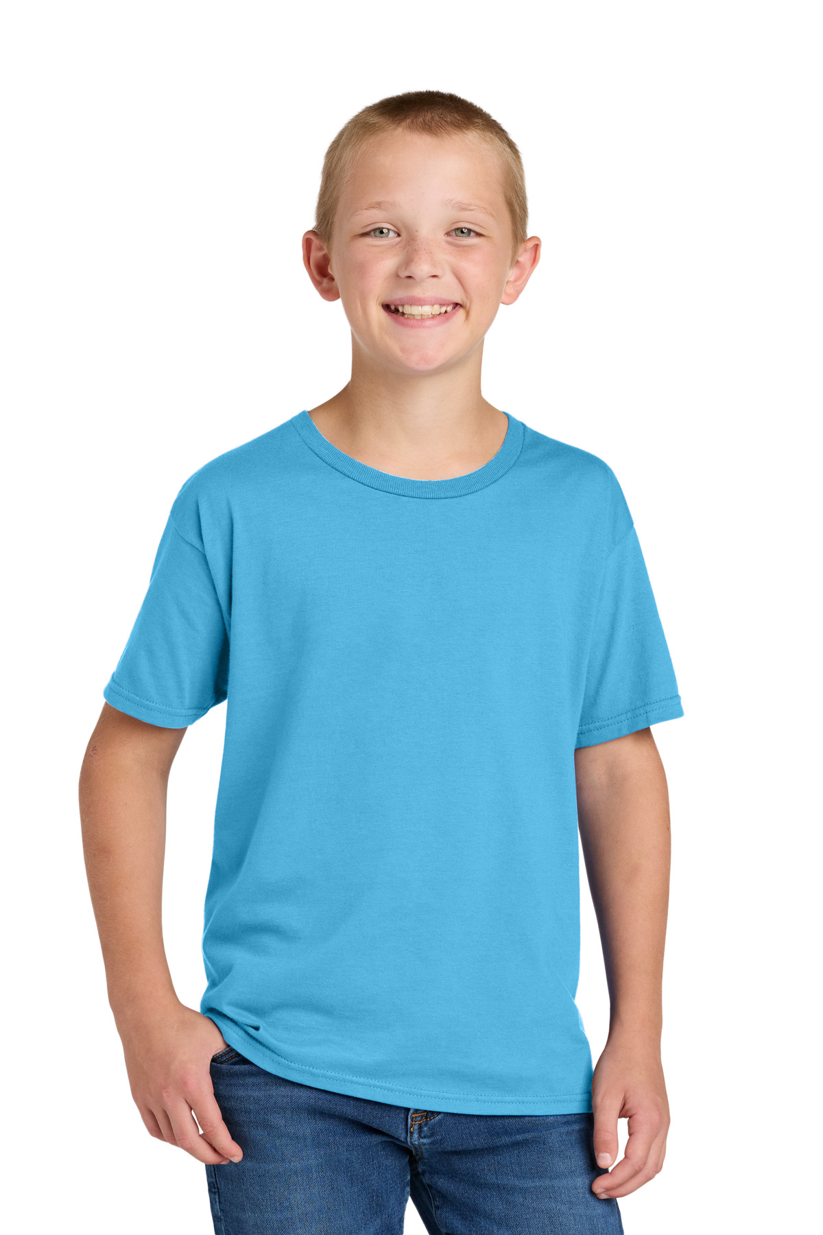 Jerzees 363Y Classics Youth Cotton T-Shirt in Aquatic Blue size Small