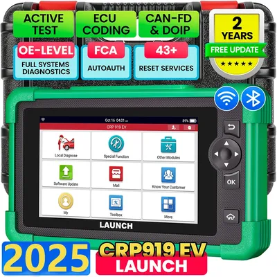 LAUNCH CRP919 EV Electric Vehicle Scanner New Energy Vehicles OBD2 Diagnostic Tool 43 Resets CAN FD