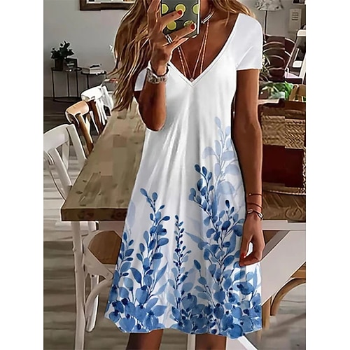 Damen Normal EU- / US-Größe Midikleid Langärmliges Boho-Kleid Sommerkleid Elegantes Kleid Elegant Böhmen Tropisch Schmetterling Urlaub Heim Arbeit Lockere Passform Blumen Geometrisch Kurzarm V Image