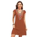Valentinstag Damen Normal Minikleid Boho Chic Kleider A Linie Kleid Boho-Kleid Böhmen Stilvoll Klassisch Kappe Kalte Schulter Urlaub Party Täglich Formschluss Geometrisch Glatt Ärmellos V Ausschnitt