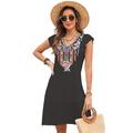 Valentinstag Damen Normal Minikleid Boho Chic Kleider A Linie Kleid Boho-Kleid Böhmen Stilvoll Klassisch Kappe Kalte Schulter Urlaub Party Täglich Formschluss Geometrisch Glatt Ärmellos V Ausschnitt