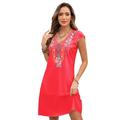 Valentinstag Damen Normal Minikleid Boho Chic Kleider A Linie Kleid Boho-Kleid Böhmen Stilvoll Klassisch Kappe Kalte Schulter Urlaub Party Täglich Formschluss Geometrisch Glatt Ärmellos V Ausschnitt