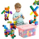 NIBOLOG 100/150/200/300/400Pcs Building Block Toy Colorful Stacking Building Brick Math Manipulatives Counting Learning Educational Cube Toddlers Boys Girls Gift