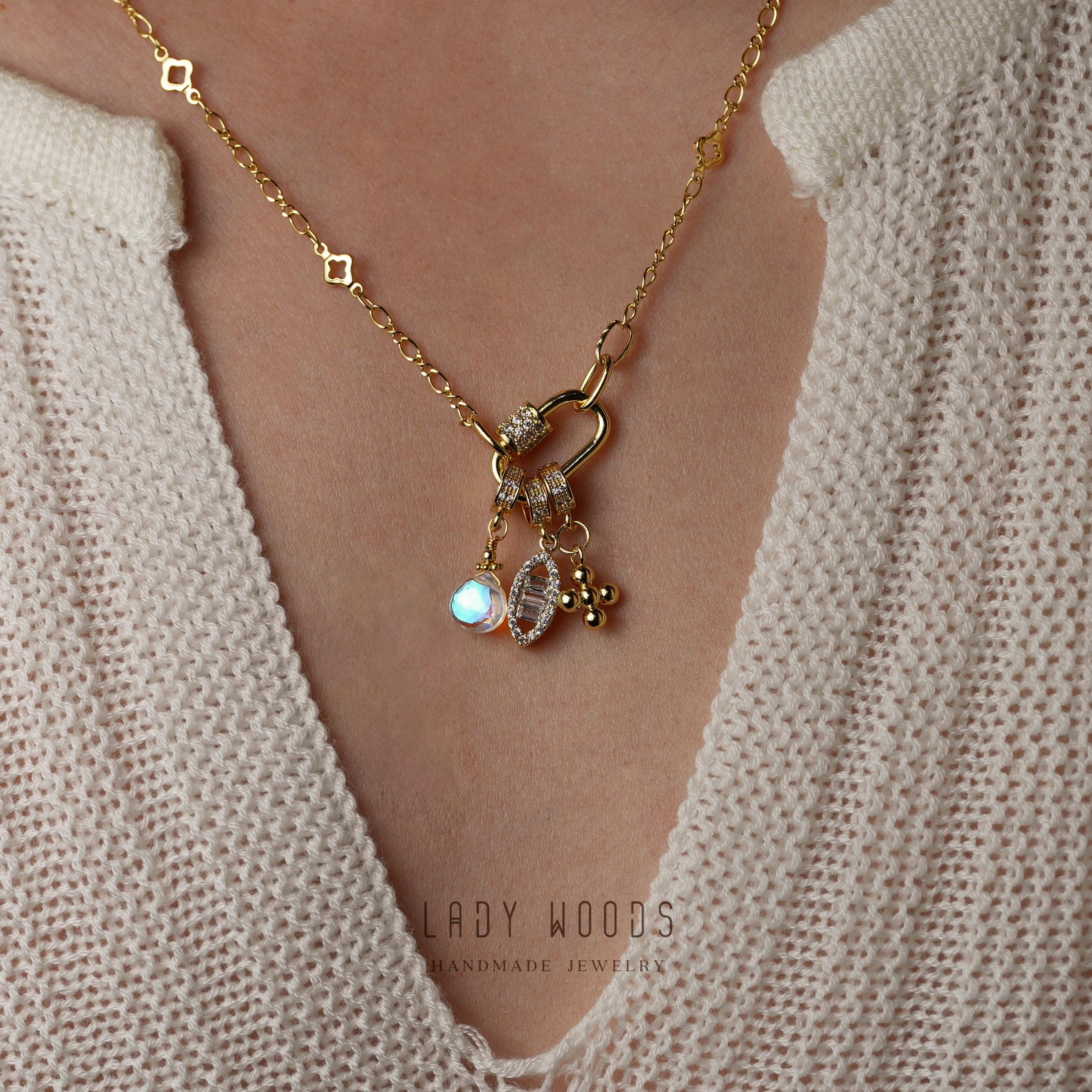 Crea la tua collana con ciondolo personalizzata - Crea il tuo ciondolo - Collana con ciondolo in oro - Gioielli con ciondolo in cristallo - Collana pe