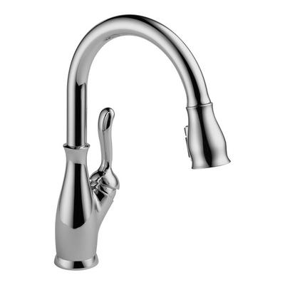 Delta Faucet 9178-DST Leland 1.8 GPM Deck-Mount Chrome Finish Single-Hole Kitchen Faucet with Lever Handle, 9 3/16" Swing Gooseneck Spout, and Pull-Down Spray Wand