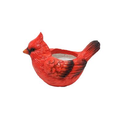 Cardinal Baby Bird Outdoor Garden Planter - 14.5" - Red and Black