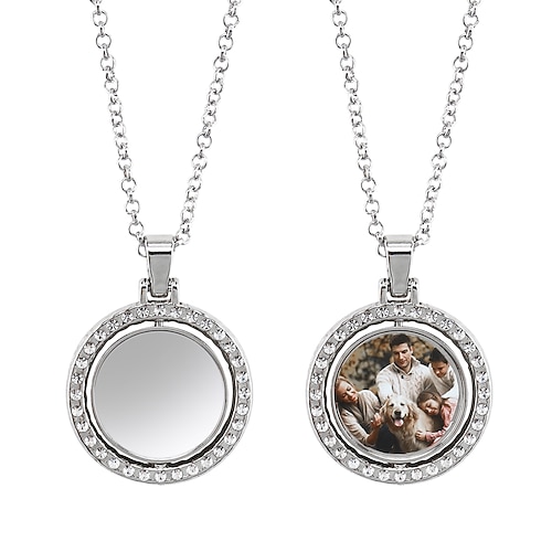 Cadeau de mariage personnalisé meilleur cadeau pour maman – collier tournant photo personnalisé pendentif en argent double face parfait cadeau de mariage pour amoureux renforce les relations moment