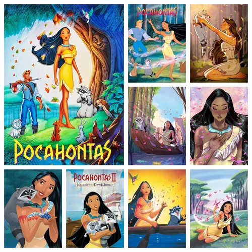 Kits de peinture artistique diamant à faire soi-même, Pocahontas, film Disney, conte de fées, princesse indienne, broderie, mosaïque, point de croix, décoration d'intérieur, cadeau