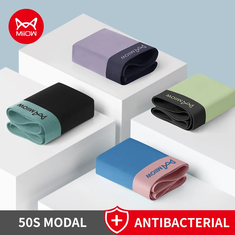 MiiOW 3 stücke 50S Seidige Modale männer Boxer Briefs 5A Antibakterielle Unterwäsche Mann Boxer Höschen Atmungsaktive Herren Unterhose Trhj Image