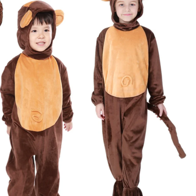 Kinder Cosplay Affen Kostüm lustige Schul bühne Kostüme Kind Cartoon Halloween Party Kapuze Onesies Performance Kleidung Image