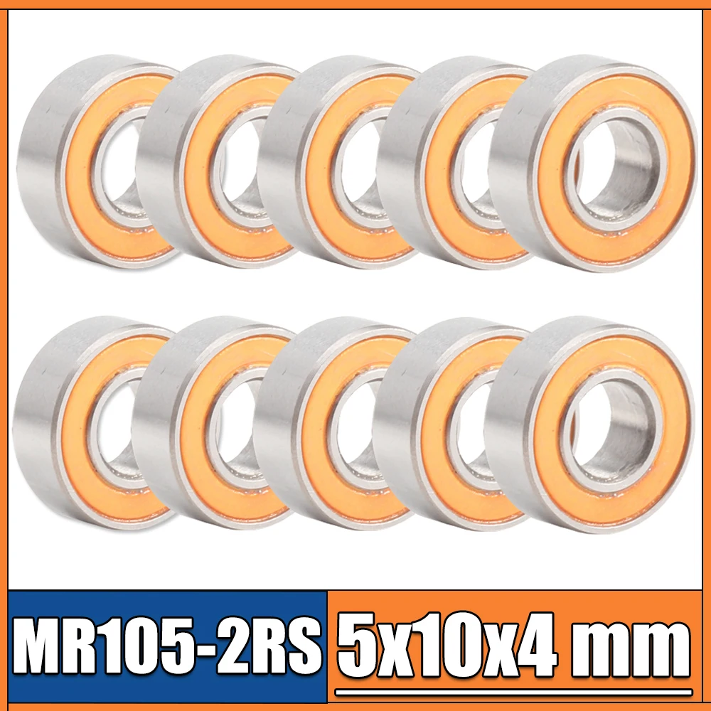 MR105RS Lager ABEC-3 (10 Stück) 5 x 10 x 4 mm Miniatur-MR105-2RS-Kugellager, orange versiegelt, MR105 2RS-Qualität Image