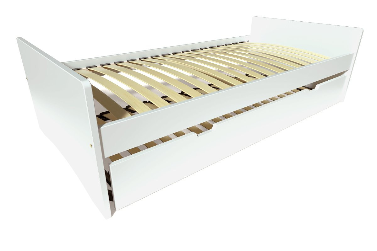 Lit gigogne 90x190 ABC pin massif - Blanc