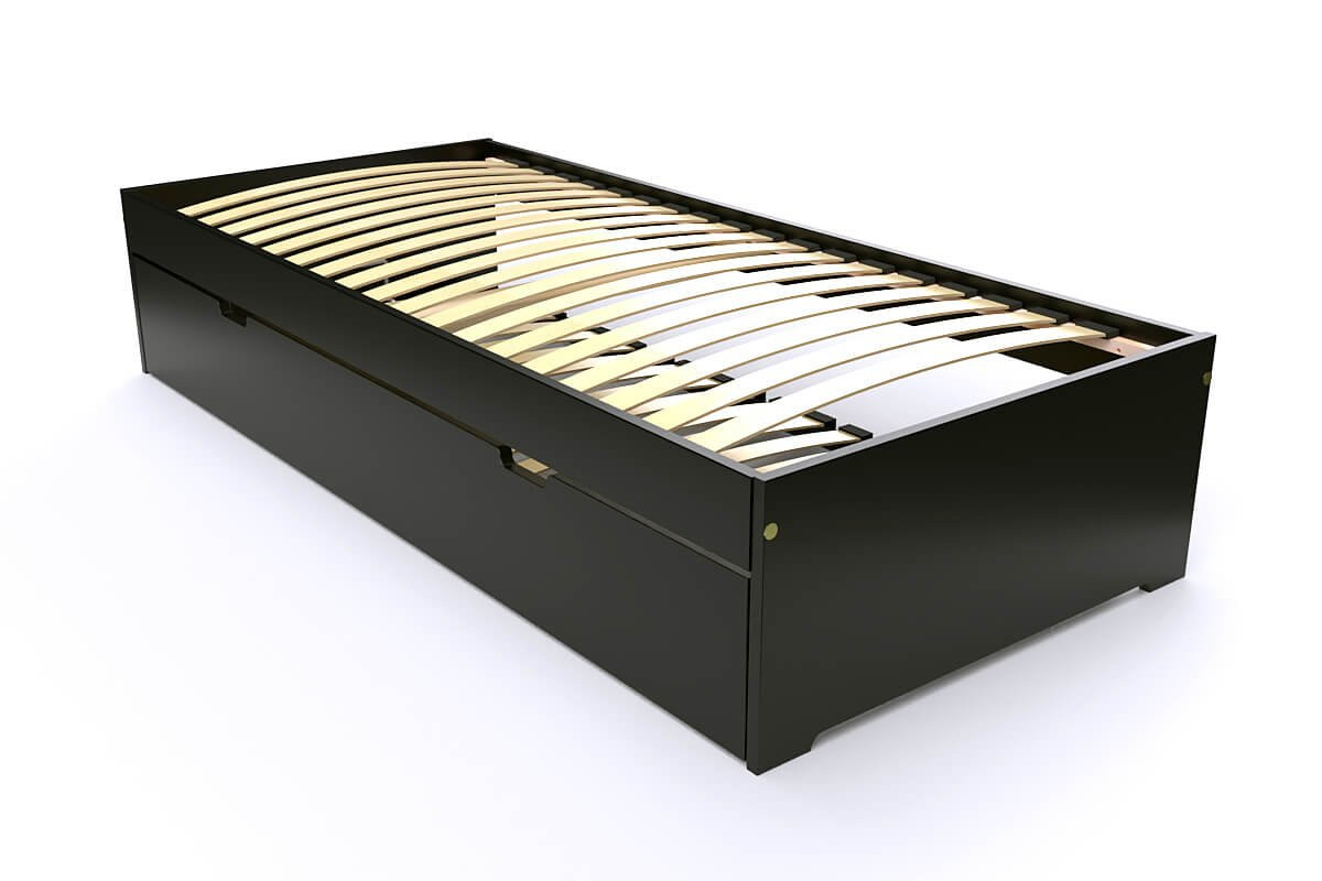 Lit gigogne 80x190 Malo pin massif - Noir