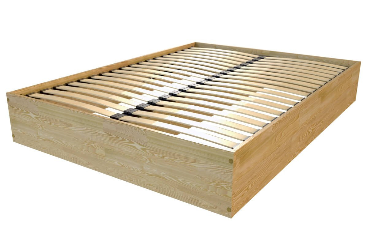 Lit coffre 2 places bois massif robuste - 160x200 - Miel
