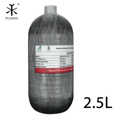TUXING 300Bar 4500Psi 2.5L Carbon Fiber Cylinder High Pressure Diving Tank HPA Scuba Diving Thread M18*1.5