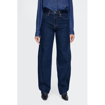 Gap Womens Dark Indigo Blue High Waisted Barrel Jeans - Dark Indigo Blue