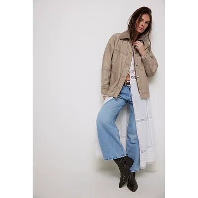 We The Free Cori Waxed Jacket at Free People in Cobblestone, Size: Small