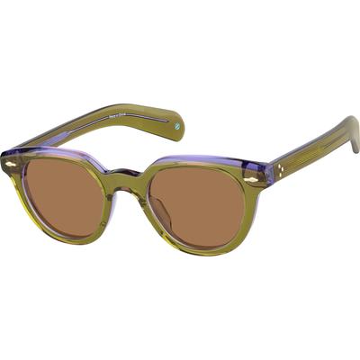 Zenni Women's Square Rx Sunglasses Green Plastic Full Rim Frame
