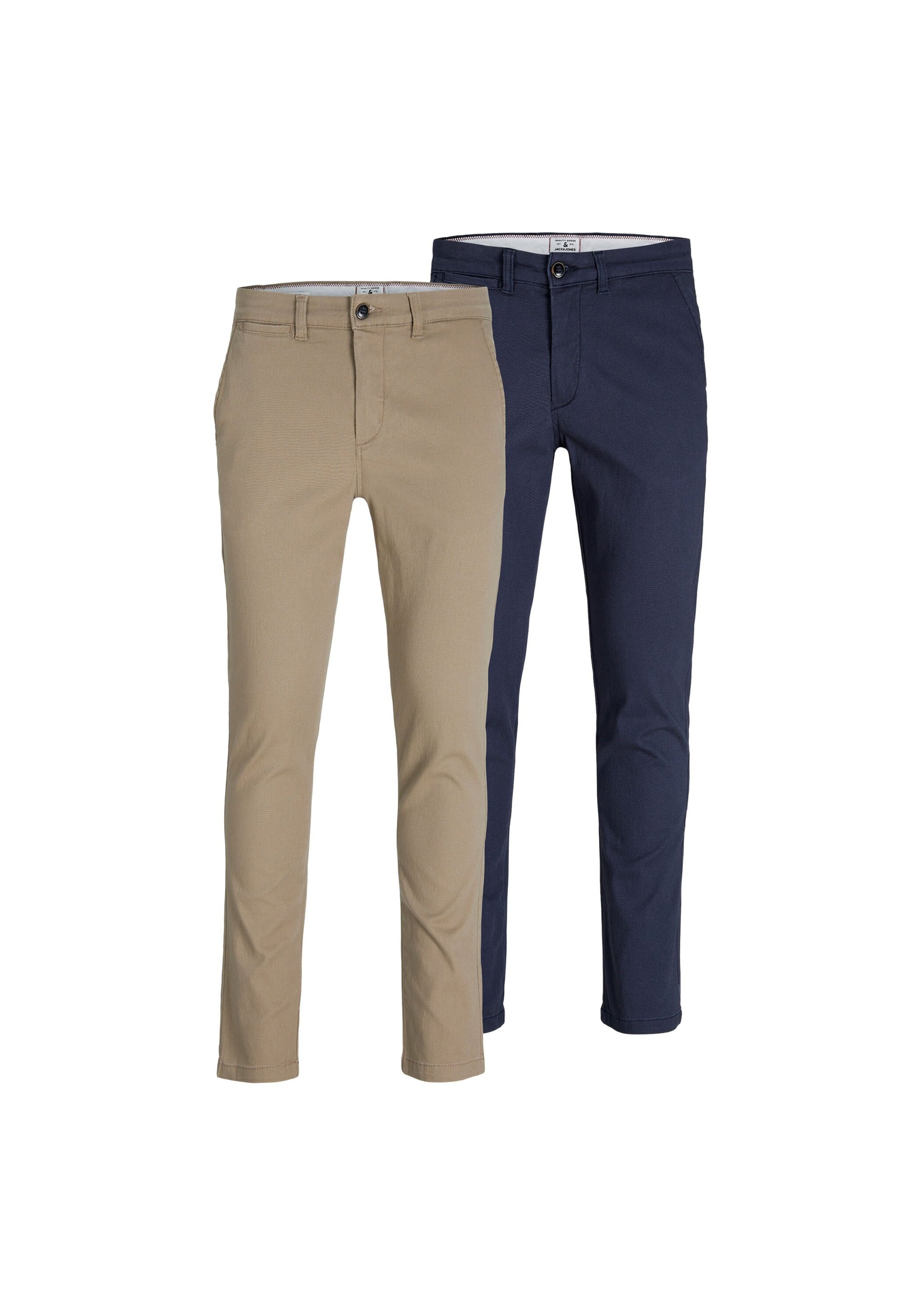 Skinny-fit-Jeans JACK & JONES "Jeans JPSTMARCO JJDAVE 2PK", Herren, Gr. 30, N-Gr, beige (beige, blau), Obermaterial: 98% Baumwolle CO. 2% Elasthan EL., Jeans