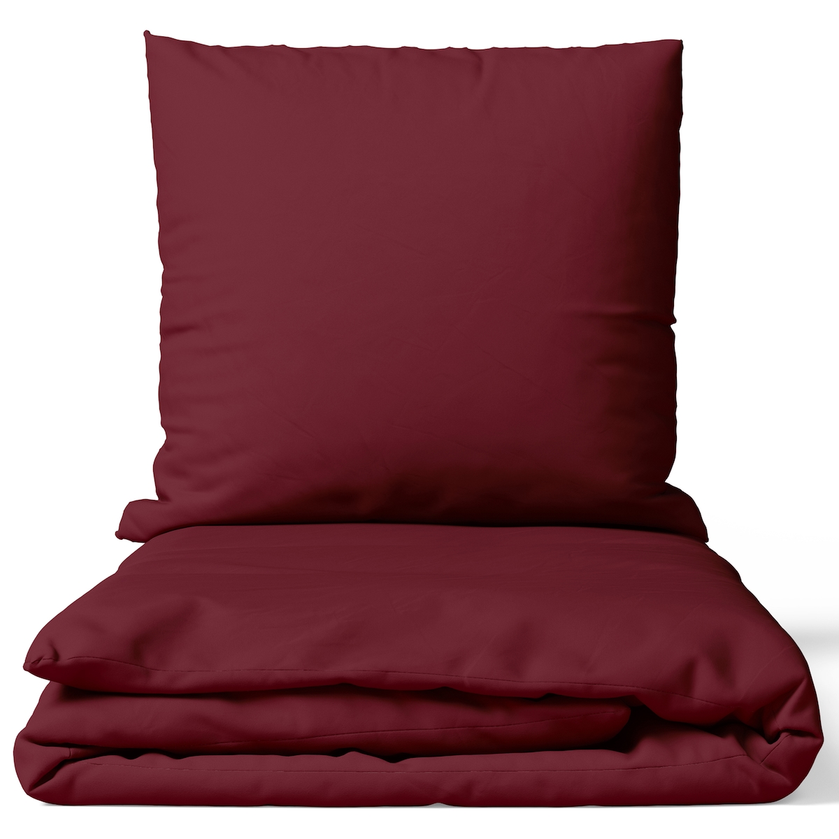 NYVI Bettwäsche Set DreamScience Renforcé Uni - Atmungsaktiv & Weich - 100% Baumwolle - Mit Reißverschluss 155x220 + 80x80 cm bordeaux Image