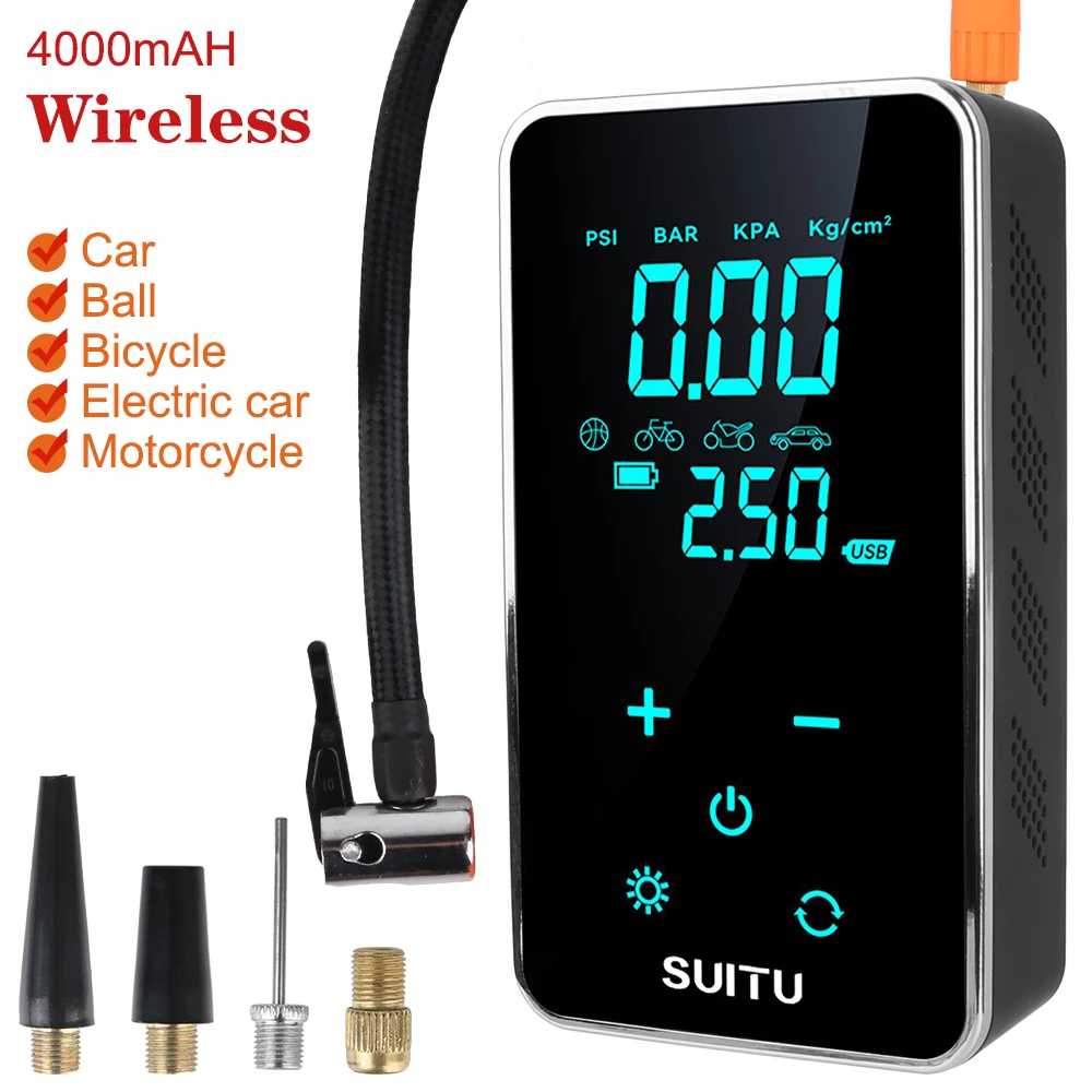 Auto elektrische Luftpumpe drahtlose Reifen aufblasbare Pumpe montiert Motorrad Fahrrad ball tragbare LCD-Display Inflator Kompressor Image