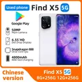 Oppo Find X5 5g Android 12.0 Snapdragon 888 Schermo del telefono cellulare Impronta digitale 6.55 "120HZ 80W Caricatore 50.0MP telefono usato