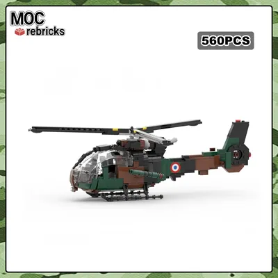 MOC-116078 ww2 Französisch Militär sa342 Gazelle Licht bewaffnete Hubschrauber Baustein Modell Image