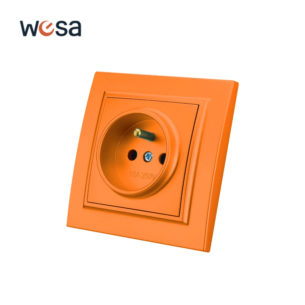 Wesa frankreich orange wand eingebettete steckdose stecker steckdose elektrisches outlett mit boden flamm hemmender sprüh farbe kunststoff steckdose Image
