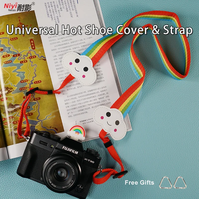 Kamera Schultergurt Nylon Universal Blitzschuh Abdeckung Weiches Silikon Niedlicher Cartoon für Sony Fuji Ricoh Canon spiegellos xt30 Zve10 Image