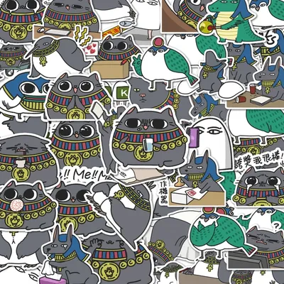48 stücke lustige ägypten katze aufkleber können für wand tischplatte, telefon fall und andere Image