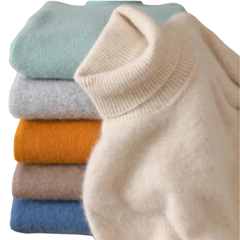 100% Merino Wool Cashmere Sweater Women Knitted Sweater Turtleneck Long Sleeve Pullovers Autumn Winter Clothing Warm Jumper Tops