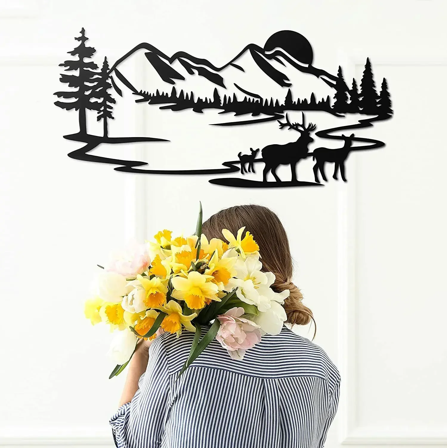 Cifbuy Hirsch Wand dekoration-17.5 "x" Hirsch Dekorationen für Zuhause rustikale Wald Wand dekoration Eisen Kunst Silhouette Wanda uf kleber