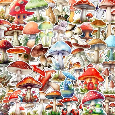 48 stücke Retro Nische Pilz Serie Aufkleber können für Desktop, Wand, Handy hüllen und andere Image