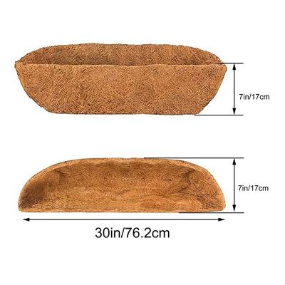 Coco Liner Trough Coco Liner for Planters, 24/30/36/48 inch Half Moon Shape Trough Coco Coir Coconut Fiber Replacement Liner for Window Box, Wall Trough Planter