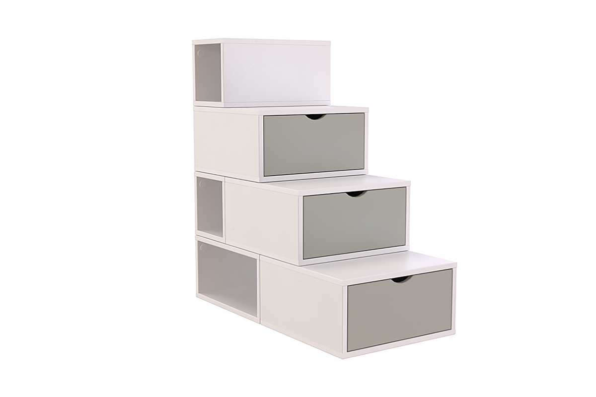 Escalier cube de rangement hauteur 100 cm - Blanc/Moka