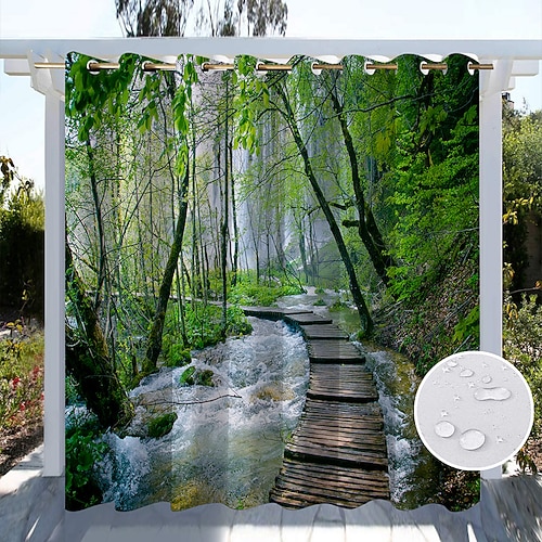 Wasserdichte Outdoor Vorhang Außenvorhänge für die Hochzeitsterrasse im Innenbereich, dicke Sichtschutz-Ösenvorhänge für Hochzeitsschlafzimmer, Wohnzimmer, Veranda, Pergola, Cabana, 1 Panel Image