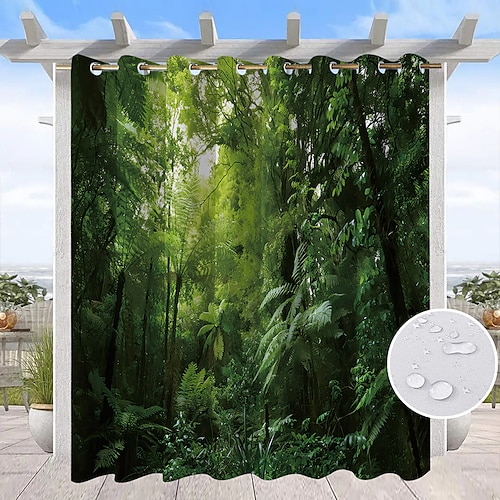 Wasserdichte Outdoor Vorhang Außenvorhänge für die Hochzeitsterrasse im Innenbereich, dicke Sichtschutz-Ösenvorhänge für Hochzeitsschlafzimmer, Wohnzimmer, Veranda, Pergola, Cabana, 1 Panel Image