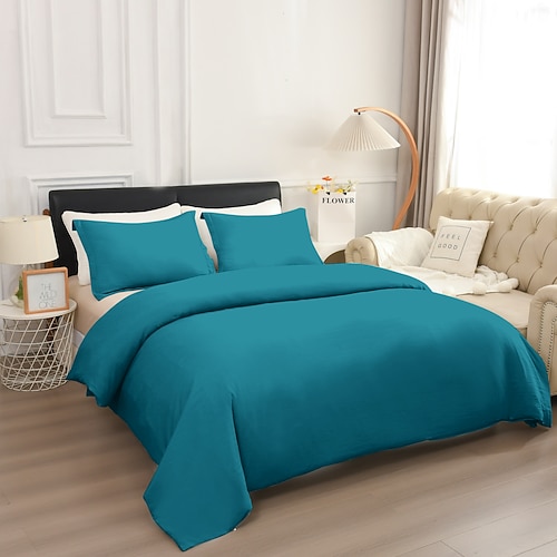 Bettbezug Queen Size 3-teiliges Queen-Bettbezug-Set, weiche, doppelt gebürstete Queen-Size-Bettbezüge mit Reißverschluss, 1 Bettbezug und 2 Kissenbezüge Image