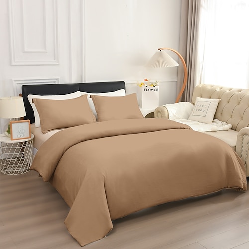 Bettbezug Queen Size 3-teiliges Queen-Bettbezug-Set, weiche, doppelt gebürstete Queen-Size-Bettbezüge mit Reißverschluss, 1 Bettbezug und 2 Kissenbezüge Image