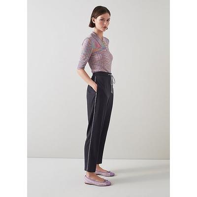 Elliot Black And Lilac Trim Drawstring Trousers Black Lavender, Black Lavender