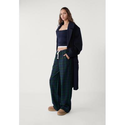 Stradivarius Checked cotton trousers Bottle green XL