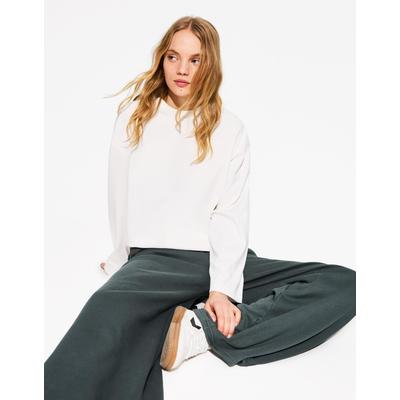 Bershka Long Sleeve Cotton T-Shirt Women L Off White