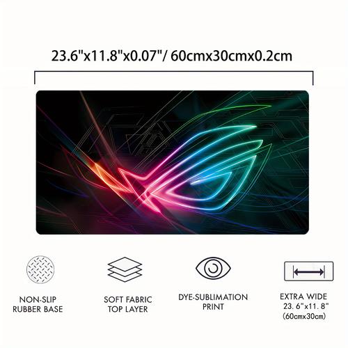 TEMU Rog Extra Large Gaming Mouse Pad With Stitched Borders And Non-slip Rubber Base