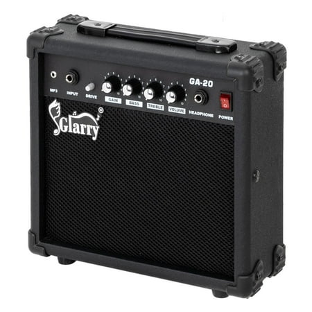 Electric Guitar Amp - 20 Watt Amplifier w/ Built-in Speaker Headphone Jack and Aux Input Includes Volume Treble Bass and Middle Controls - Black