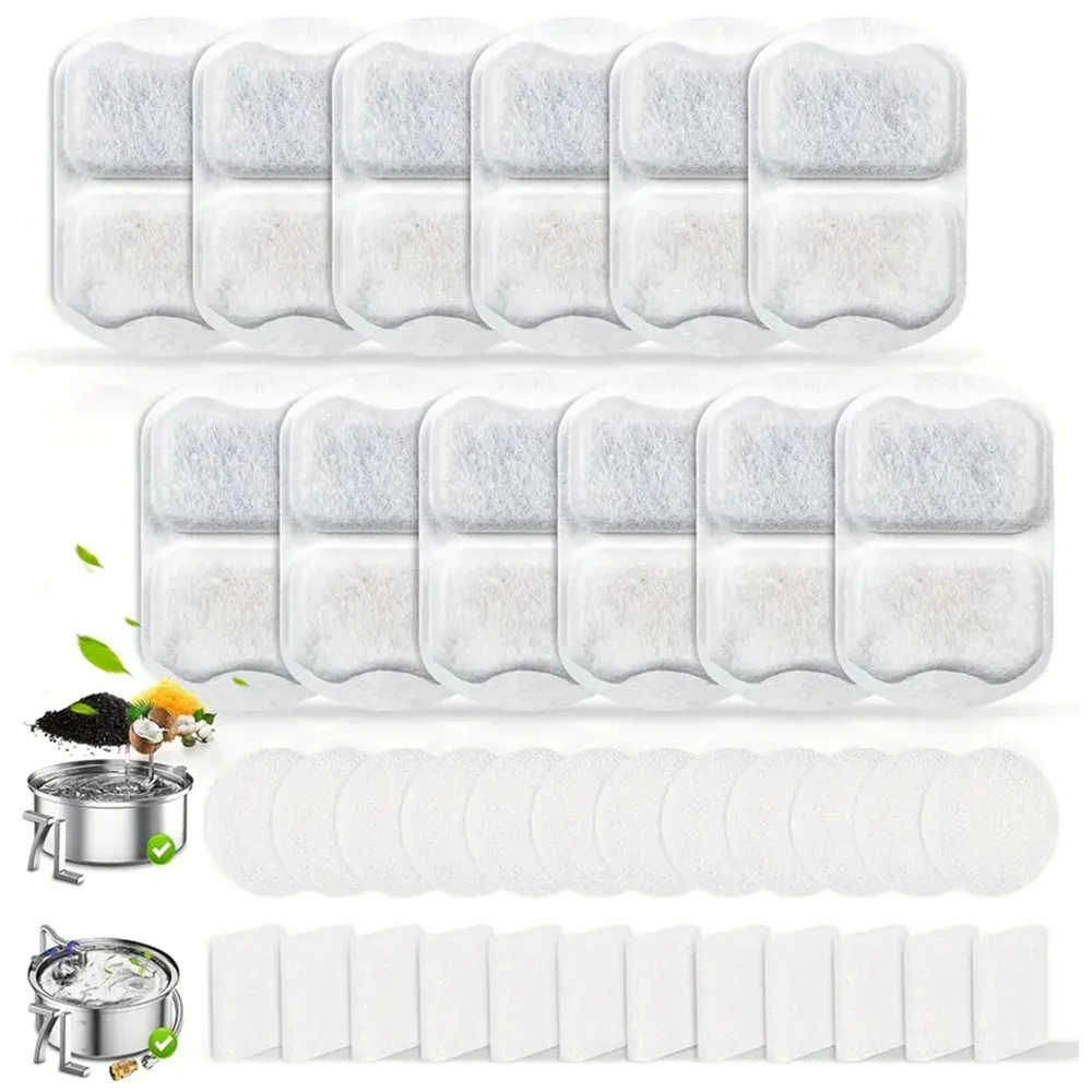 Haustier-Wasserbrunnen-Ersatzfilter für Katzen, Hunde, Katzen-Wasserbrunnenfilter für 7 l/230 Unzen Edelstahl-Wasserspender für Katzen