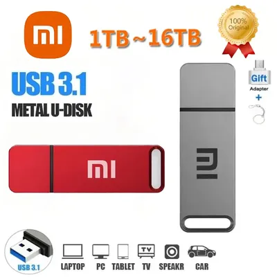 Xiaomi 16 TB Metall-Flash-Laufwerk, USB 3.1, wasserdicht, Hochgeschwindigkeits-Transfer-Flash-SSD, 8 TB, 4 TB, 2 TB, tragbare Memoria-USB-Flash-Disk