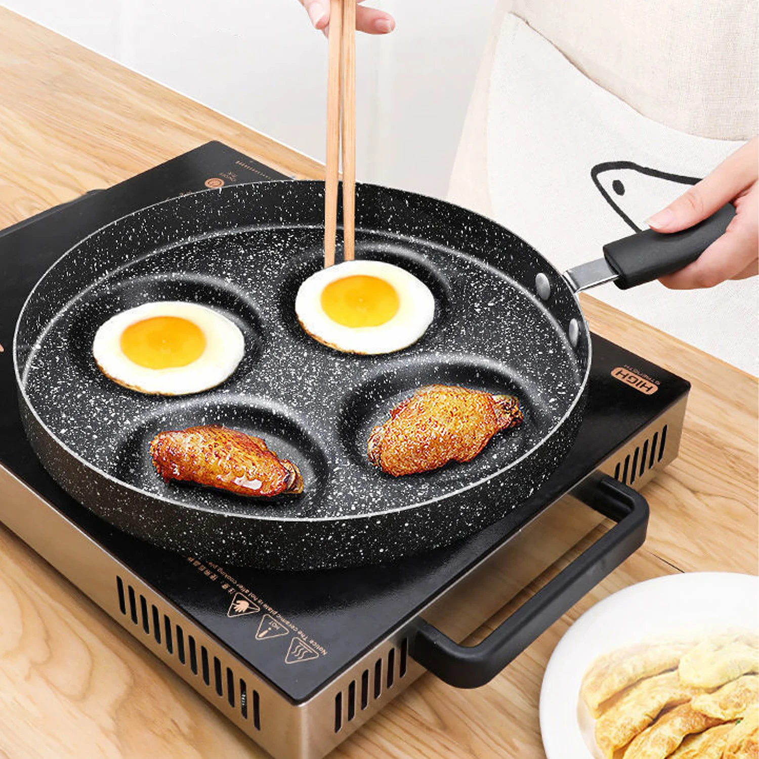 Frühstücksbratpfanne, Antihaft-Pfannkuchenpfanne, Pfanne mit flachem Boden, Bratpfanne, geeignet für Gasherde und Induktionsherde Image