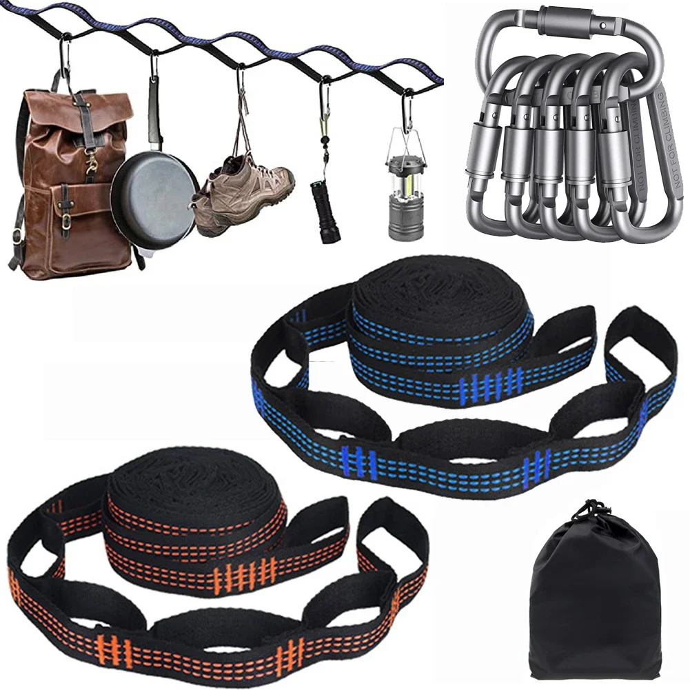 2 Stück Hängematten gurte Spezial verstärkte Polyester gurte 5 Ring hoch tragende schwarze Outdoor-Camping-Hängematten gurte mit Widerhaken