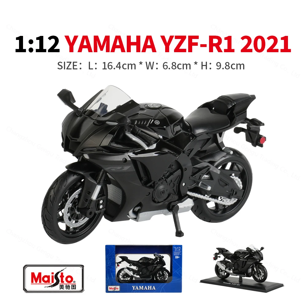 Maisto 1:12 Yamaha 2021 YZF-R1 Schwarze Druckgussfahrzeuge, Sammlerstücke, Hobbys, Motorradmodell, Spielzeug