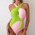 Per donna Costume Intero Tagliato Costumi da bagno Collage Costumi da bagno Rosa Blu Traspirante Asciugatura rapida Leggero Senza maniche - Nuoto Surf Spiaggia Estate Primavera